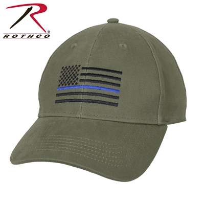 Rothco Thin Blue Line Flag Low Profile Cap - Olive