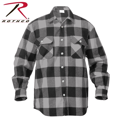 Rothco Extra Heavyweight Buffalo Plaid Flannel Shirt - Grey - 3XL