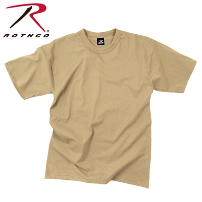 Rothco Solid Color Poly/Cotton Military T-Shirt - Khaki
