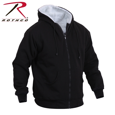Rothco Heavyweight Sherpa Lined Zippered Sweatshirt - Black - 2XL