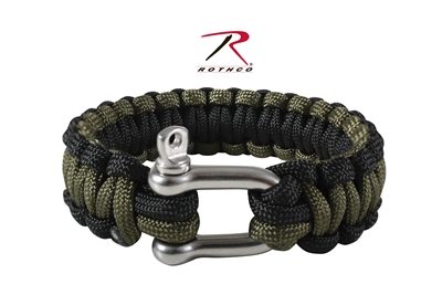 Rothco Paracord Bracelet With D-Shackle - Olive / Black