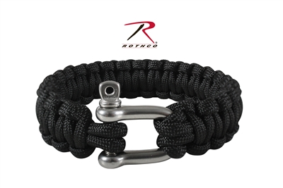 Rothco Paracord Bracelet With D-Shackle - Black