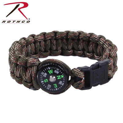 Rothco Paracord Compass Bracelet - Woodland