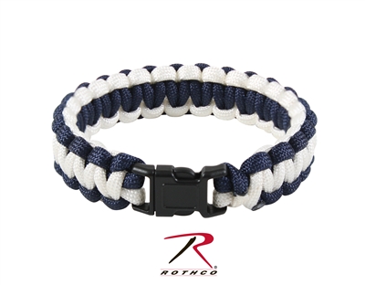 Rothco Two-Tone Paracord Bracelet - Midnight Blue / White