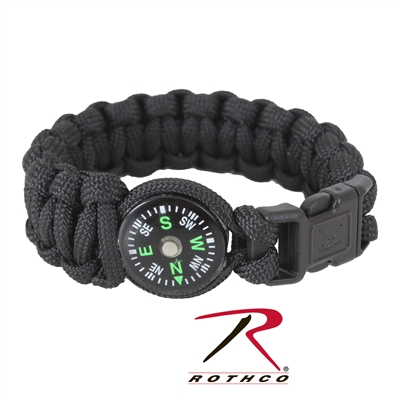 Rothco Paracord Compass Bracelet - Black