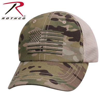 Rothco Multicam Tactical Mesh Back Cap With Embroidered US Flag