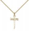 Gold Filled Nail Cross Pendant, Gold Filled Lite Curb Chain, 3/4" x 1/2"