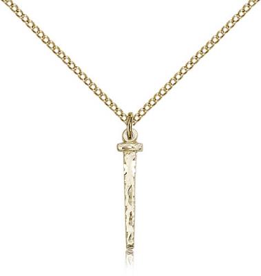 Gold Filled Nail Pendant, Gold Filled Lite Curb Chain, 3/4" x 1/8"