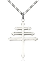 Sterling Silver Marionite Cross Pendant, Sterling Silver Lite Curb Chain, 1" x 3/4"