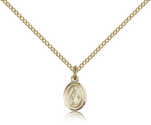 Gold Filled Miraculous Pendant, Gold Filled Lite Curb Chain, 3/8" x 1/4"