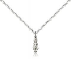 Sterling Silver Infant Pendant, Sterling Silver Lite Curb Chain, 3/8" x 1/8"