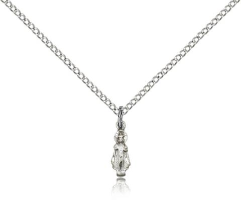 Sterling Silver Infant Pendant, Sterling Silver Lite Curb Chain, 3/8" x 1/8"