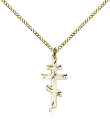Gold Filled Cross Pendant, Gold Filled Lite Curb Chain, 3/4" x 3/8"