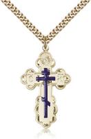 Gold Filled St. Olga Pendant, Stainless Gold Heavy Curb Chain, 1 3/8" x 7/8"