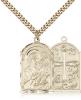 Gold Filled Mother of God Pendant, Stainless Gold Heavy Curb Chain, 1 1/8" x 5/8"