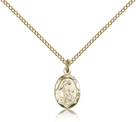 Gold Filled Guardian Angel Pendant, Gold Filled Lite Curb Chain, 1/2" x 1/4"