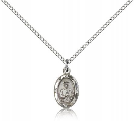 Sterling Silver St. Jude Pendant, Sterling Silver Lite Curb Chain, 1/2" x 1/4"