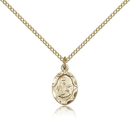 Gold Filled St. Theresa Pendant, Gold Filled Lite Curb Chain, 1/2" x 1/4"