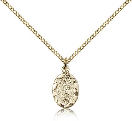 Gold Filled St. Francis Pendant, Gold Filled Lite Curb Chain, 1/2" x 1/4"