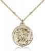 Gold Filled St. Michael the Archangel Pendant, Gold Filled Lite Curb Chain, 7/8" x 3/4"