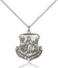 Sterling Silver Lord Is My Shepherd Pendant, Sterling Silver Lite Curb Chain, 7/8" x 3/4"