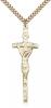 Gold Filled Crucifix Pendant, Stainless Gold Heavy Curb Chain, 2" x 5/8"