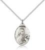 Sterling Silver St. Theresa Pendant, Sterling Silver Lite Curb Chain, 7/8" x 1/2"