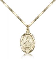 Gold Filled St. Theresa Pendant, Gold Filled Lite Curb Chain, 3/4" x 3/8"