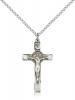 Sterling Silver St. Benedict Crucifix Pendant, Sterling Silver Lite Curb Chain, 1 1/8" x 5/8"