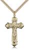 Gold Filled Crucifix Pendant, Stainless Gold Heavy Curb Chain, 1 5/8" x 7/8"