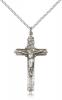 Sterling Silver Crucifix Pendant, Sterling Silver Lite Curb Chain, 1 3/8" x 3/4"