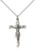 Sterling Silver Crucifix Pendant, Sterling Silver Lite Curb Chain, 1 1/4" x 3/4"