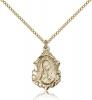 Gold Filled Our Lady of Guadalupe Pendant, Gold Filled Lite Curb Chain, 3/4" x 1/2"
