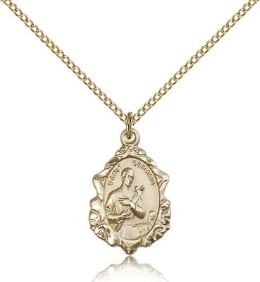 Gold Filled St. Gerard Pendant, Gold Filled Lite Curb Chain, 3/4" x 1/2"