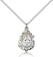 Sterling Silver St. Katharine Drexel Pendant, Sterling Silver Lite Curb Chain, 3/4" x 1/2"
