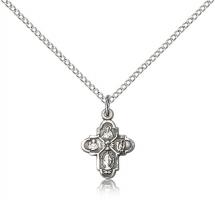 Sterling Silver 4-Way / Chalice Pendant, Sterling Silver Lite Curb Chain, 1/2" x 3/8"