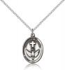 Sterling Silver Confirmation Pendant, Sterling Silver Lite Curb Chain, 3/4" x 1/2"