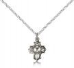 Sterling Silver Communion 5-Way Pendant, Sterling Silver Lite Curb Chain, 1/2" x 3/8"
