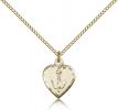 Gold Filled Heart / Communion Pendant, Gold Filled Lite Curb Chain, 5/8" x 1/2"