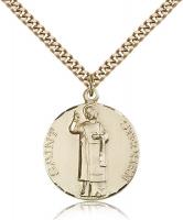 Gold Filled St. Stephen Pendant, Stainless Gold Heavy Curb Chain, 1" x 7/8"