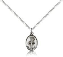 Sterling Silver Matrimony Pendant, Sterling Silver Lite Curb Chain, 1/2" x 1/4"