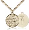 Gold Filled Pope John Paul II Pendant, Stainless Gold Heavy Curb Chain, 1" x 7/8"