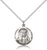 Sterling Silver St. Louise Pendant, Sterling Silver Lite Curb Chain, 3/4" x 5/8"