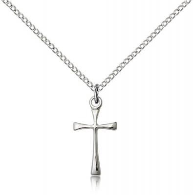 Sterling Silver Maltese Cross Pendant, Sterling Silver Lite Curb Chain, 3/4" x 3/8"