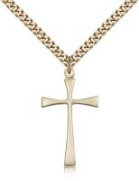 Gold Filled Maltese Cross Pendant, Stainless Gold Heavy Curb Chain, 1 1/8" x 5/8"