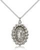 Sterling Silver Our Lady of Guadalupe Pendant, Sterling Silver Lite Curb Chain, 1" x 5/8"