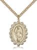 Gold Filled Miraculous Pendant, Stainless Gold Heavy Curb Chain, 1 1/8" x 3/4"