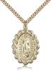 Gold Filled Our Lady of Guadalupe Pendant, Stainless Gold Heavy Curb Chain, 1 1/4" x 7/8"