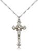 Sterling Silver Crucifix Pendant, Sterling Silver Lite Curb Chain, 1 1/8" x 5/8"