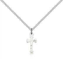 Sterling Silver Cross Pendant, Sterling Silver Lite Curb Chain, 1/2" x 1/4"